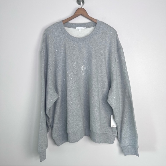 Good American Leo Boyfriend Jeweled Grey Sweatshirt - Picture 2 of 11